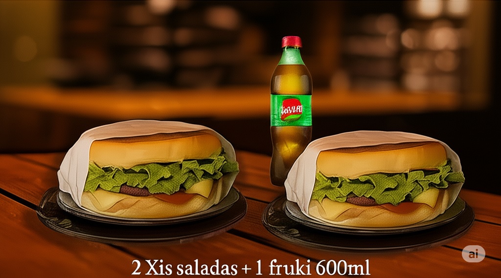 2 Xis saladas + 1 fruki 600