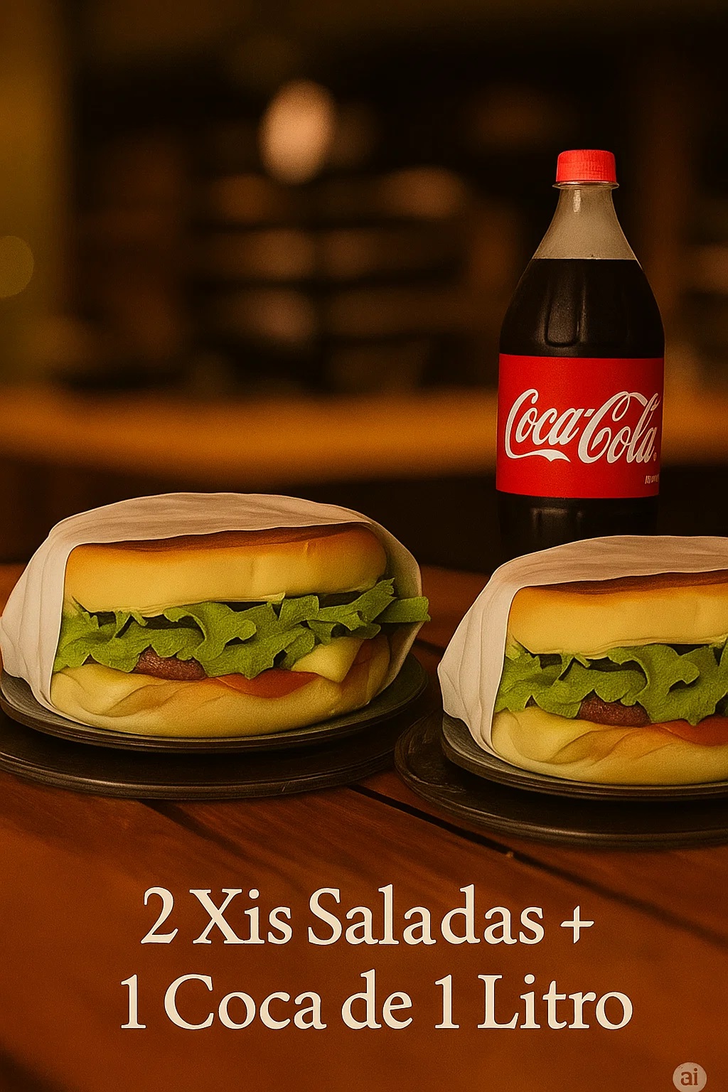  2 Xis saladas + 1 Coca Litro