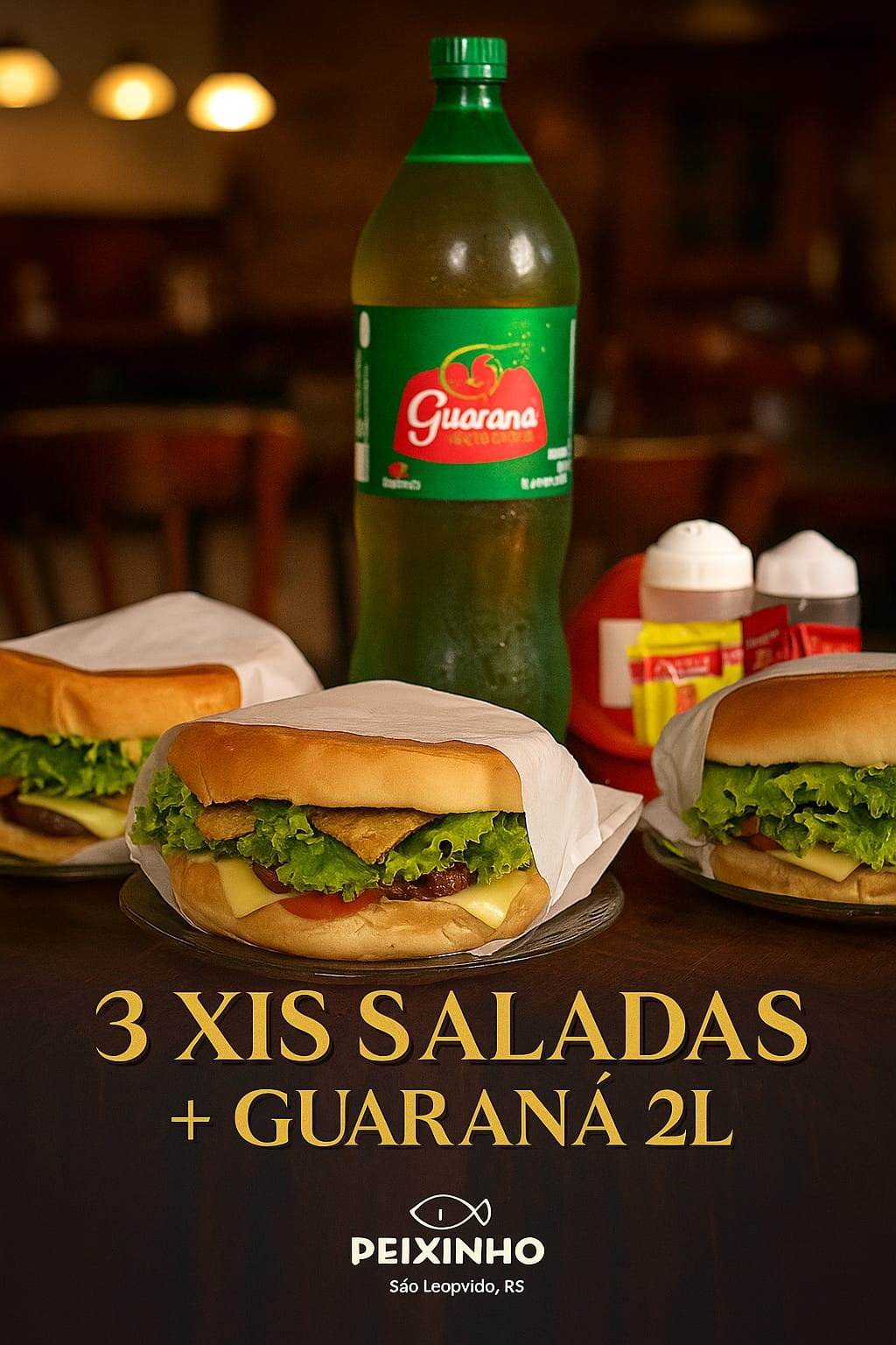 3 Xis saladas + 1 fruki 2 litros